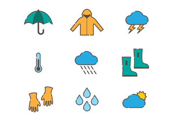 Weather and Monsoon Vector Icons - vector gratuit #429127 