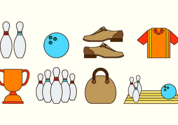 Set Of Bowling Icons - vector #429157 gratis