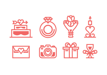 Coral Colored Wedding Vector Icons - Free vector #429207