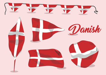 Wavy Danish Flag Vector Set - бесплатный vector #429267