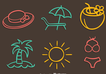 Beach Element Colored Line Vector - Free vector #429987