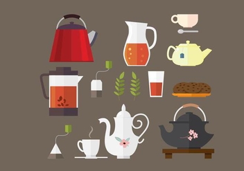 Tea and Teapot Element Vectors - vector #430317 gratis