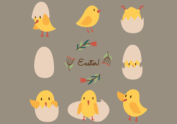 Cute Vector Easter Chicks - vector gratuit #431867 