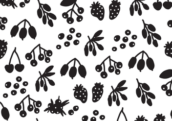 Silhouette Black Berries Vector Pattern - Free vector #432447