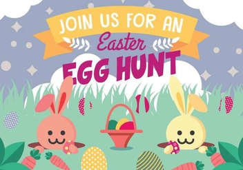 Bunny Hunting Easter Eggs - Free vector #432457