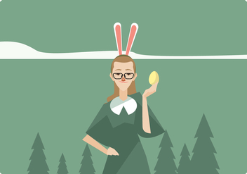Hipster Girl With Easter Egg Vector - Free vector #432547