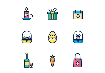 Easter Icons on White Background - vector gratuit #432607 