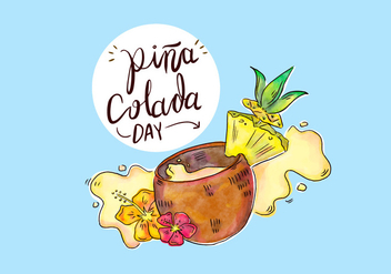 Tropical Pina Colada Drink With Splash Vector - Free vector #432647