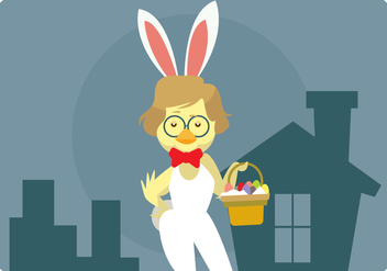 Hipster Easter Chick With Bunny Costume Vector - vector #433157 gratis