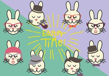 Group of Hipster Bunny Vectors - Free vector #433397