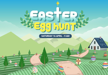 Farmyard Easter Egg Hunt Vector Illustration - бесплатный vector #433447