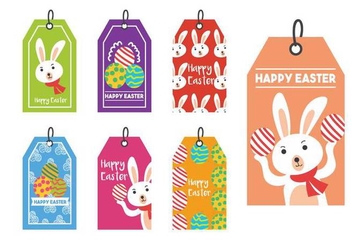 Easter gift tag vector set - Free vector #433607