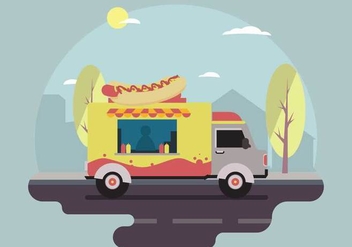 Free Hot dog Food Truck Vector Scene - бесплатный vector #434227