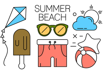 Minimal Designed Summer Beach Icons - vector #434607 gratis