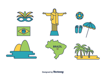 Brazil Icons Set - vector #435037 gratis