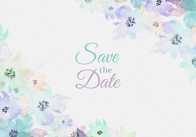 Free Vector Watercolor Save The Date Card With Painted Flowers - Free vector #435367