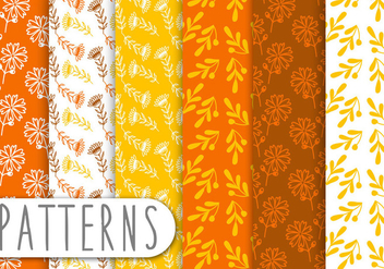Orange Floral Pattern set - vector gratuit #435377 