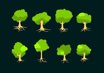 Flat Tree With Roots Free Vector - vector gratuit #435617 