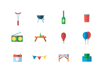 Party Icons in Flat Style - Kostenloses vector #435717