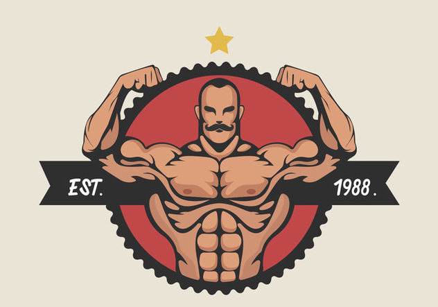 Muscular Man Flexing Bicep Vector Illustration - Free vector #436117