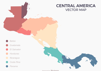 Central America Map With Colored Countries - vector #436127 gratis