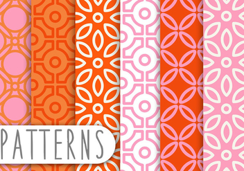 Pink and Orange Decorative Pattern Set - vector #436227 gratis