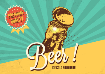 Cold Beer Vector Retro Poster - Kostenloses vector #436357