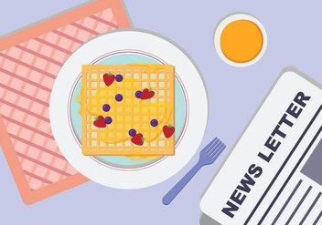 Plated Waffle And Breakfast Table Vector - vector #436987 gratis
