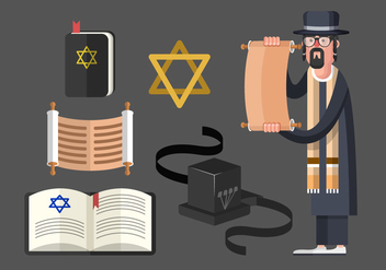 Tefillin And Jewish Traditional Symbols Vector Set - бесплатный vector #437077