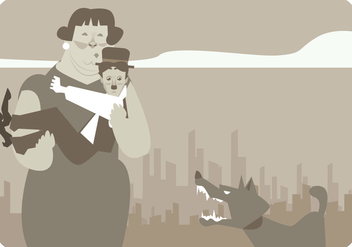 Lady Saves Charlie Chaplin From Dog Vector - Free vector #437947