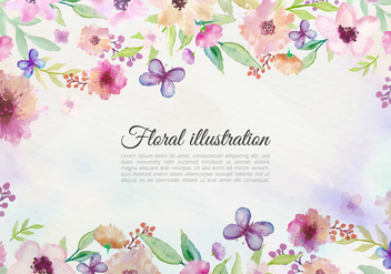 Free Vector Watercolor Background With Painted Flowers And Butterfly - Free vector #438297