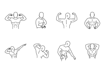 Bodybuilding Pose Icon set - Free vector #438427
