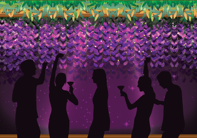 Party People with a Floral Wisteria Background Vector - vector gratuit #438607 