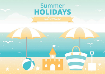 Free Summer Landscape Vector Greeting Card - Free vector #438757