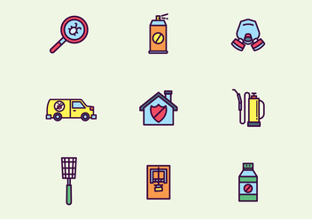 Colorful Outlined Pest Control Icons - vector #439337 gratis