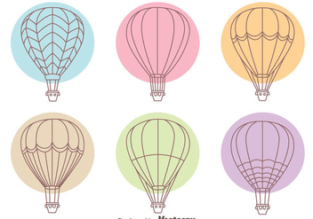 Hot Air Balloon Line Collection Vectors - бесплатный vector #439417