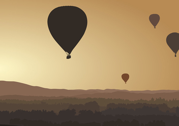 Hot Air Balloon Silhouette Free Vector - vector gratuit #439907 