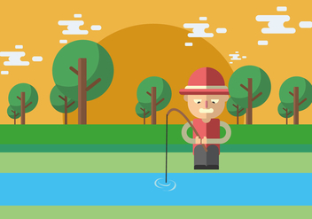Fishing On The River Banks Vector - vector gratuit #440197 