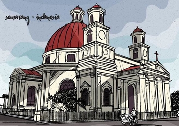 Colonial Vintage Vector Illustration of Semarang Indonesia - vector gratuit #440287 