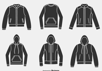 Silhouette Jackets, Hoodies And Sweaters Vector Icons - vector #440477 gratis