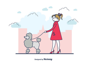 Girl And A Poodle Vector - Kostenloses vector #440697