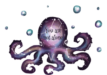 Galaxy Cosmos With Octopus Silhouette - Free vector #440727
