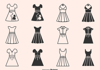 Retro 50s Dresses And Skirts Silhouette Vector Icons - бесплатный vector #440817