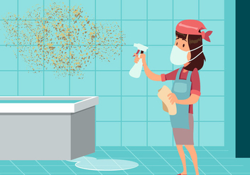 Woman Cleaning Mold Vector - vector gratuit #441037 