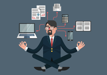 Person At Work Multitasking Vector Illustration - Free vector #441237