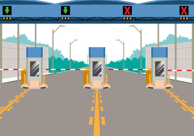Toll Booth On Highway - vector gratuit #441347 
