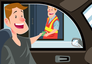 Man Paying Money At A Toll Booth Vector - Kostenloses vector #441357