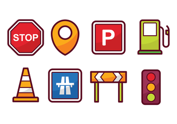 Traffic and Navigation Icon Set - vector #441457 gratis
