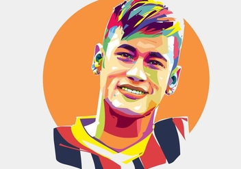 Neymar Soccer Player Vector Popart Portrait - vector #441677 gratis