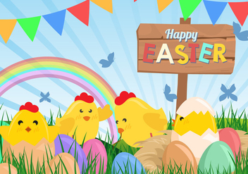 Cute Happy Easter Background - vector #441957 gratis